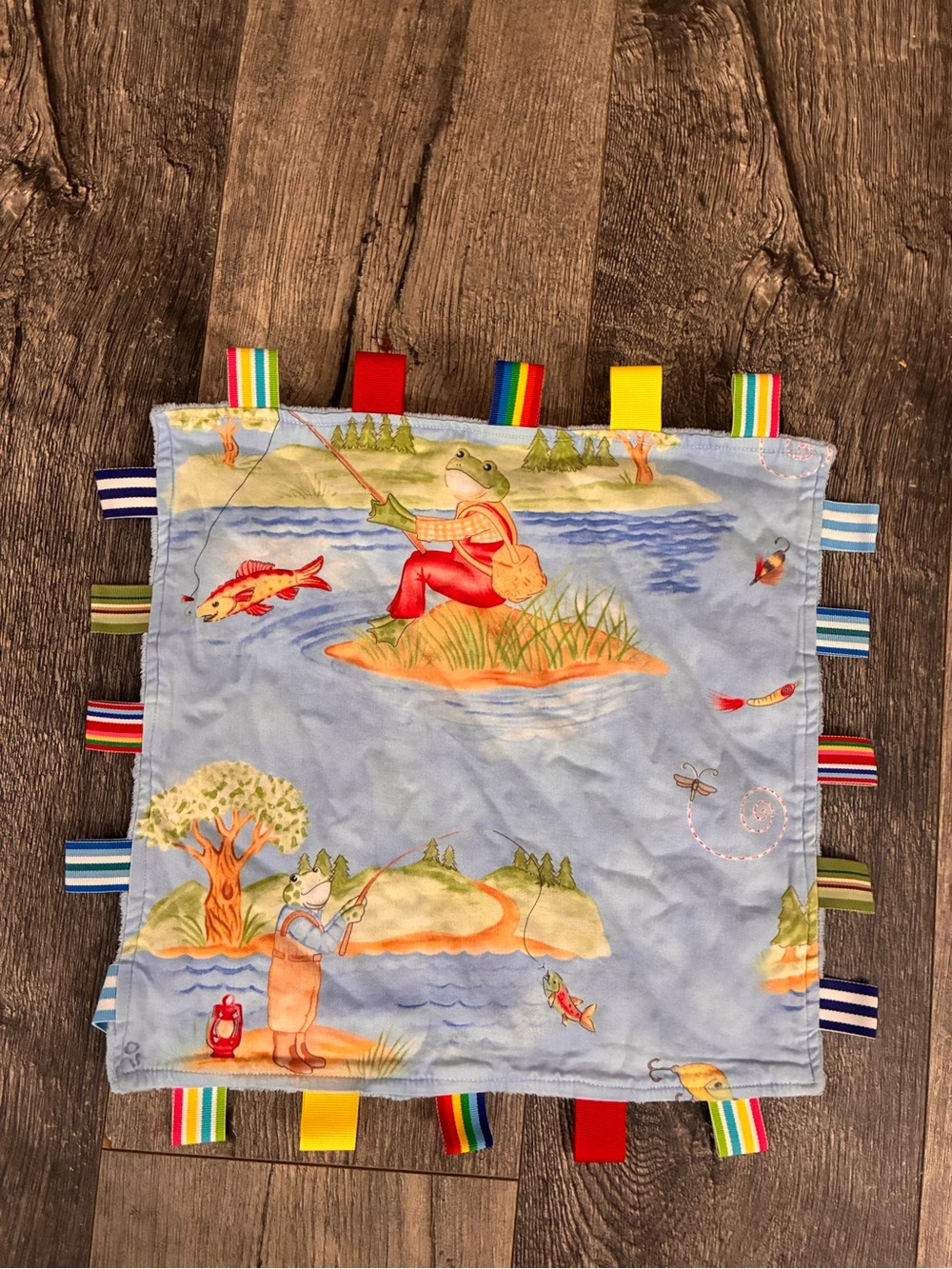 Source Unknown Blue Fishing Pond Tag Sensory Cloth with Rainbow Tabs